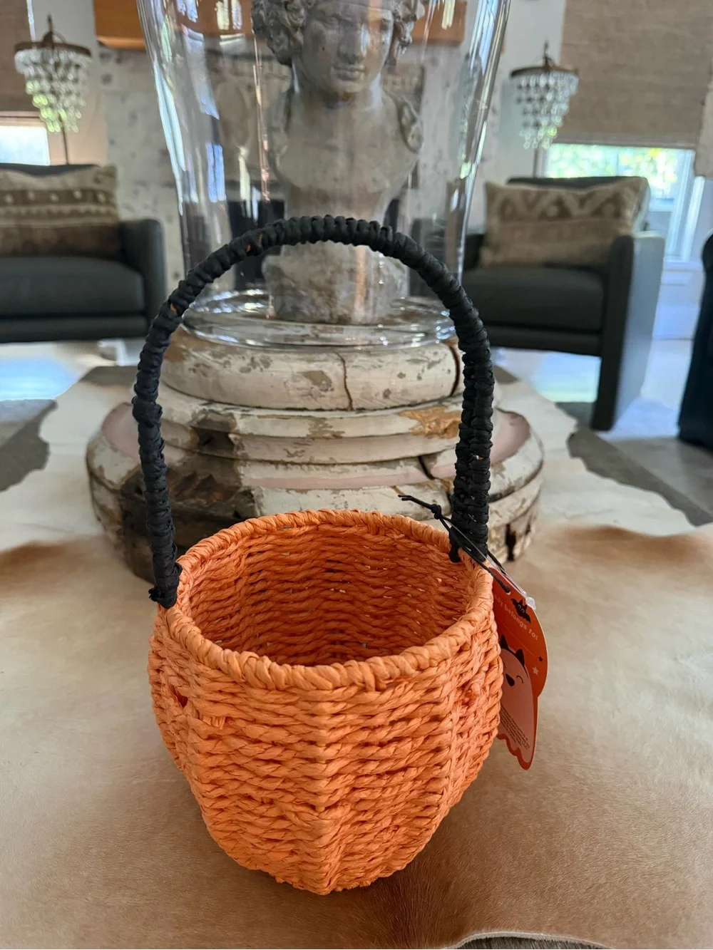 Brand NWT Handwoven Orange Pumpkin Basket